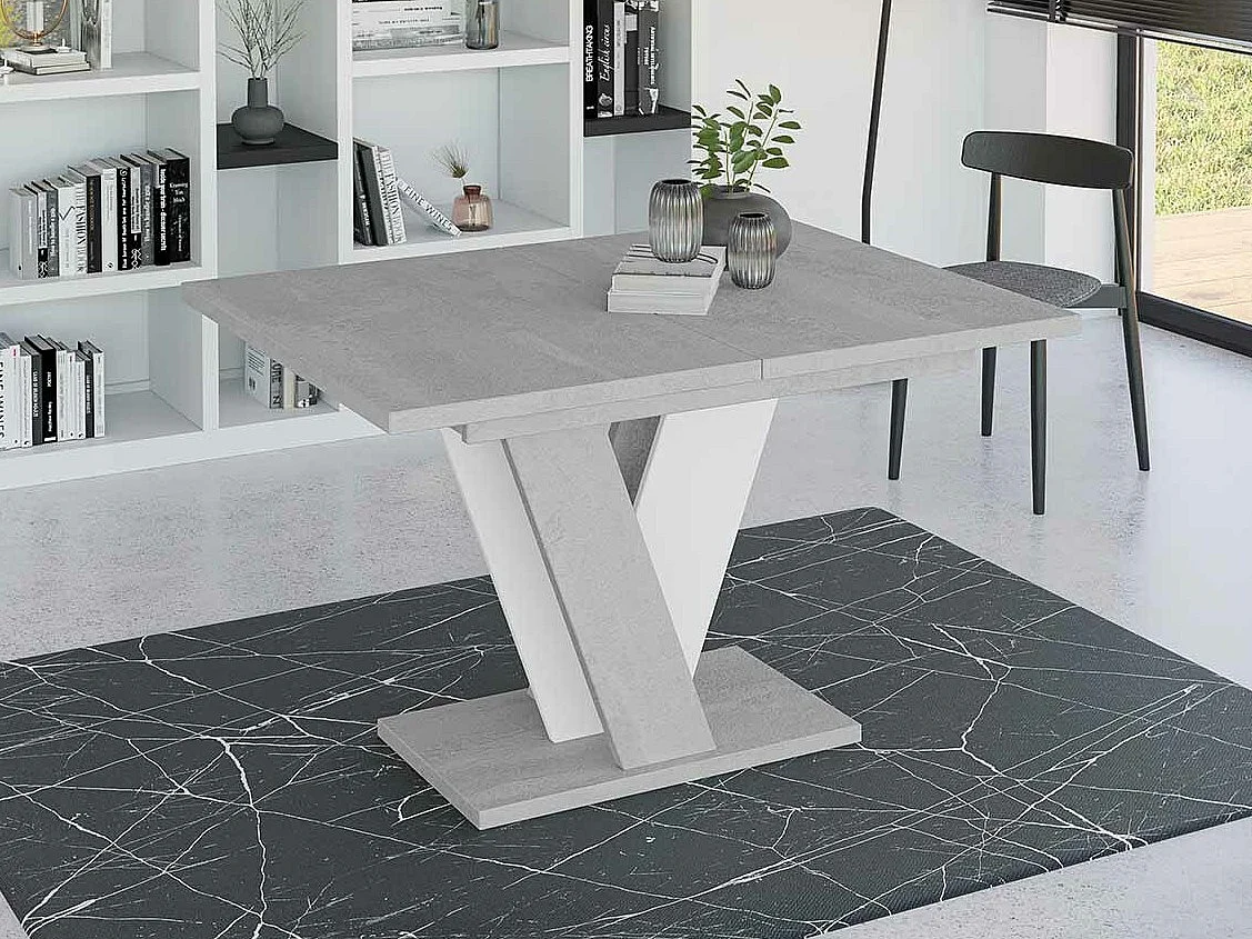 Table Goodyear 125, Gris|Blanc, 75x90x120cm, Allongement, Stratifié