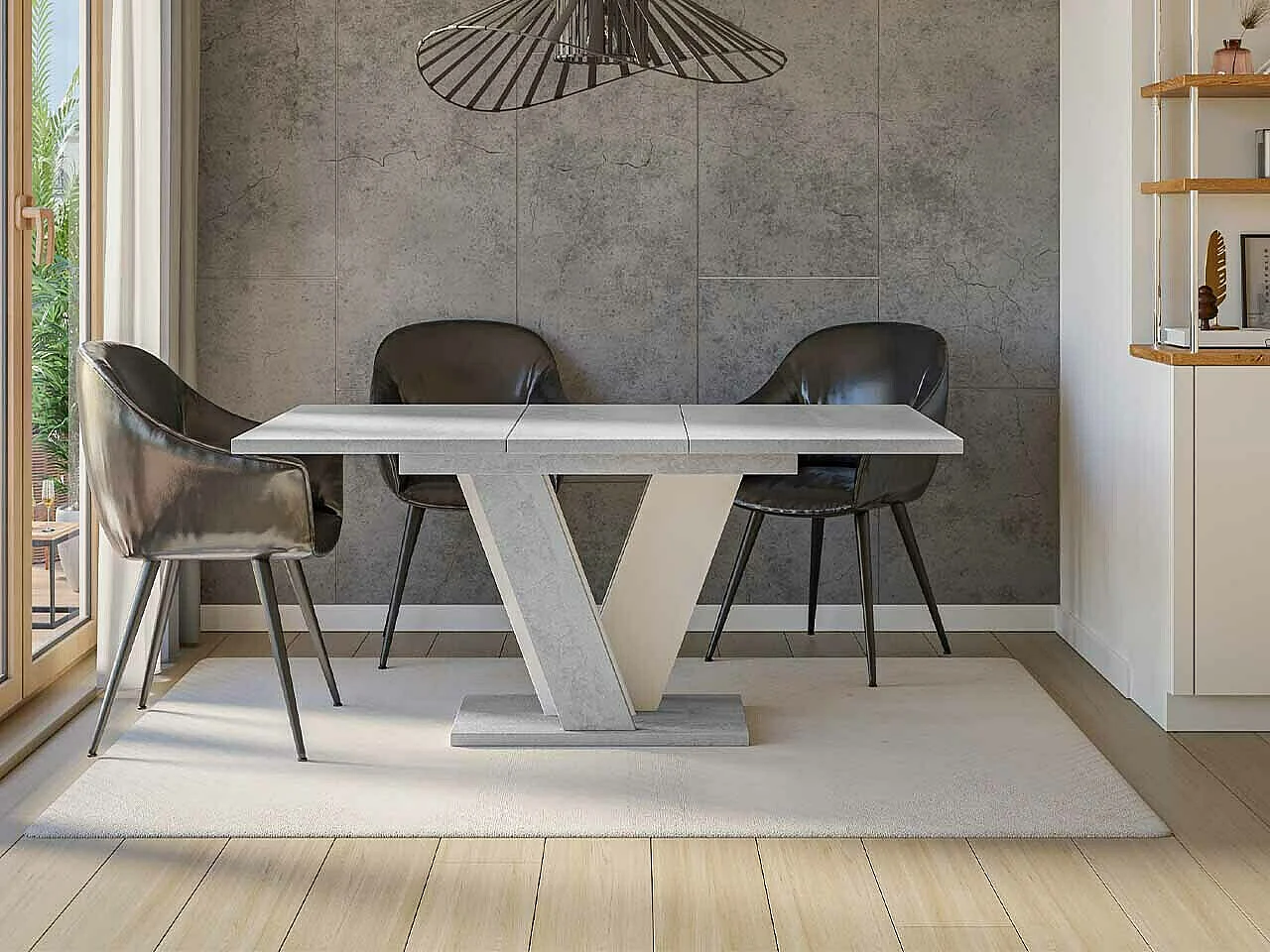 Table Goodyear 125, Gris|Blanc, 75x90x120cm, Allongement, Stratifié