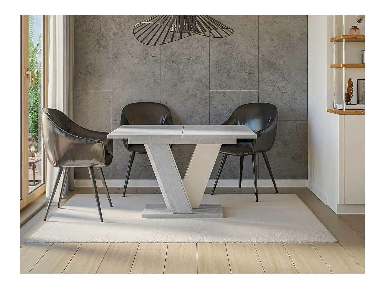 Tavolo Goodyear 125, Grigio|Bianco, 75x90x120cm, Con, Truciolare laminato