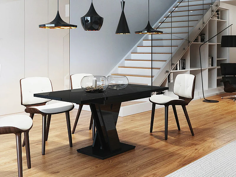 Table Goodyear 104, Noir brillant, 76x80x120cm, Disponible, Stratifié