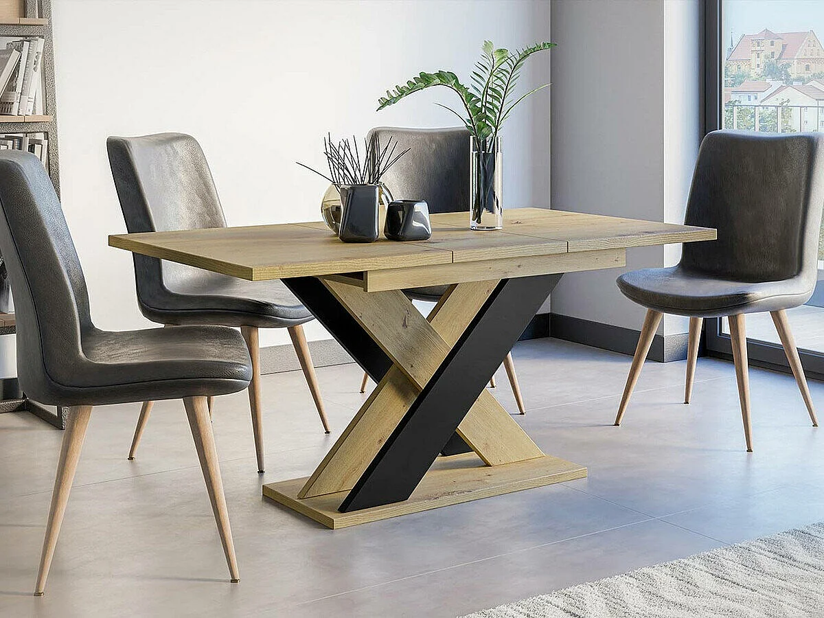 Table Goodyear 117, Chêne Artisan|Noir, 75x90x120cm, Disponible, Stratifié