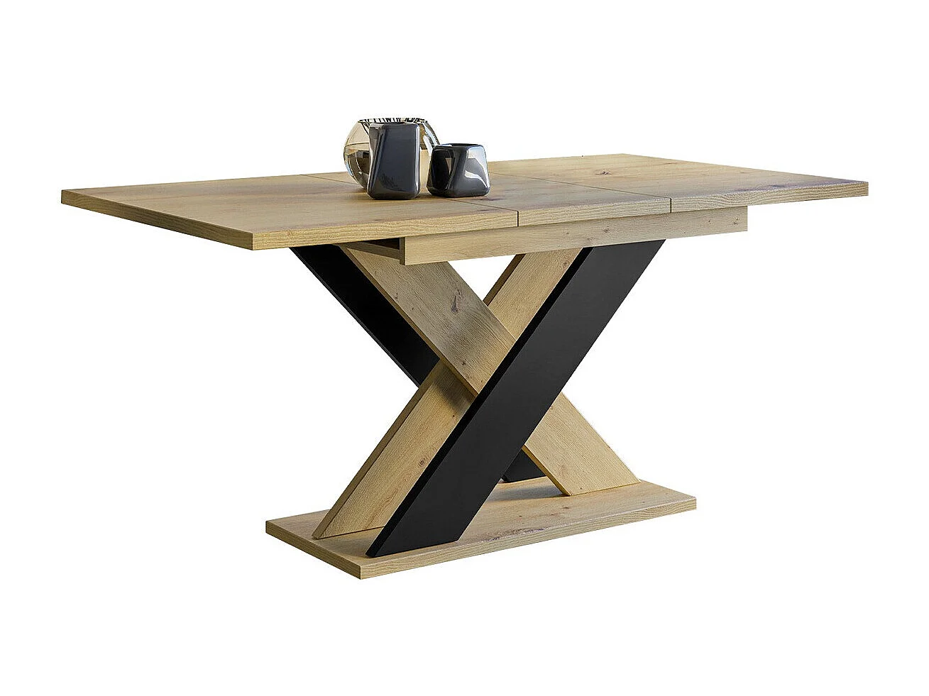 Table Goodyear 117, Noir|Chêne Artisan, 75x90x120cm, Disponible, Stratifié