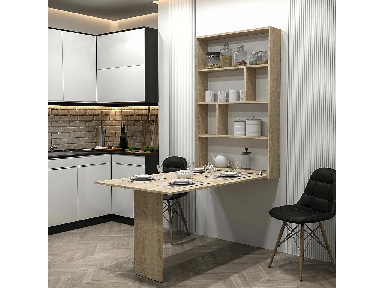 Mesa abatible Hartford 428, Placa de aglomerado laminado, 73x85x130cm