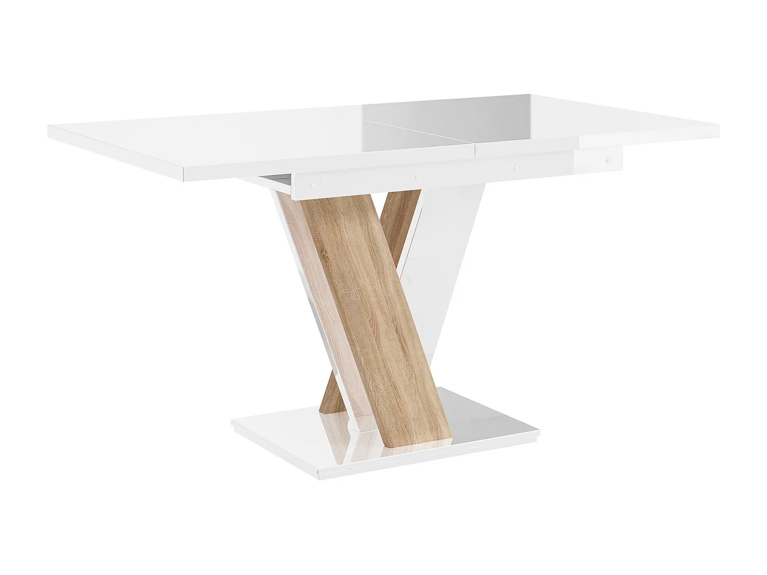 Tavolo Goodyear 104, Sonoma quercia|Bianco lucido, 76x80x120cm, Con, Truciolare laminato