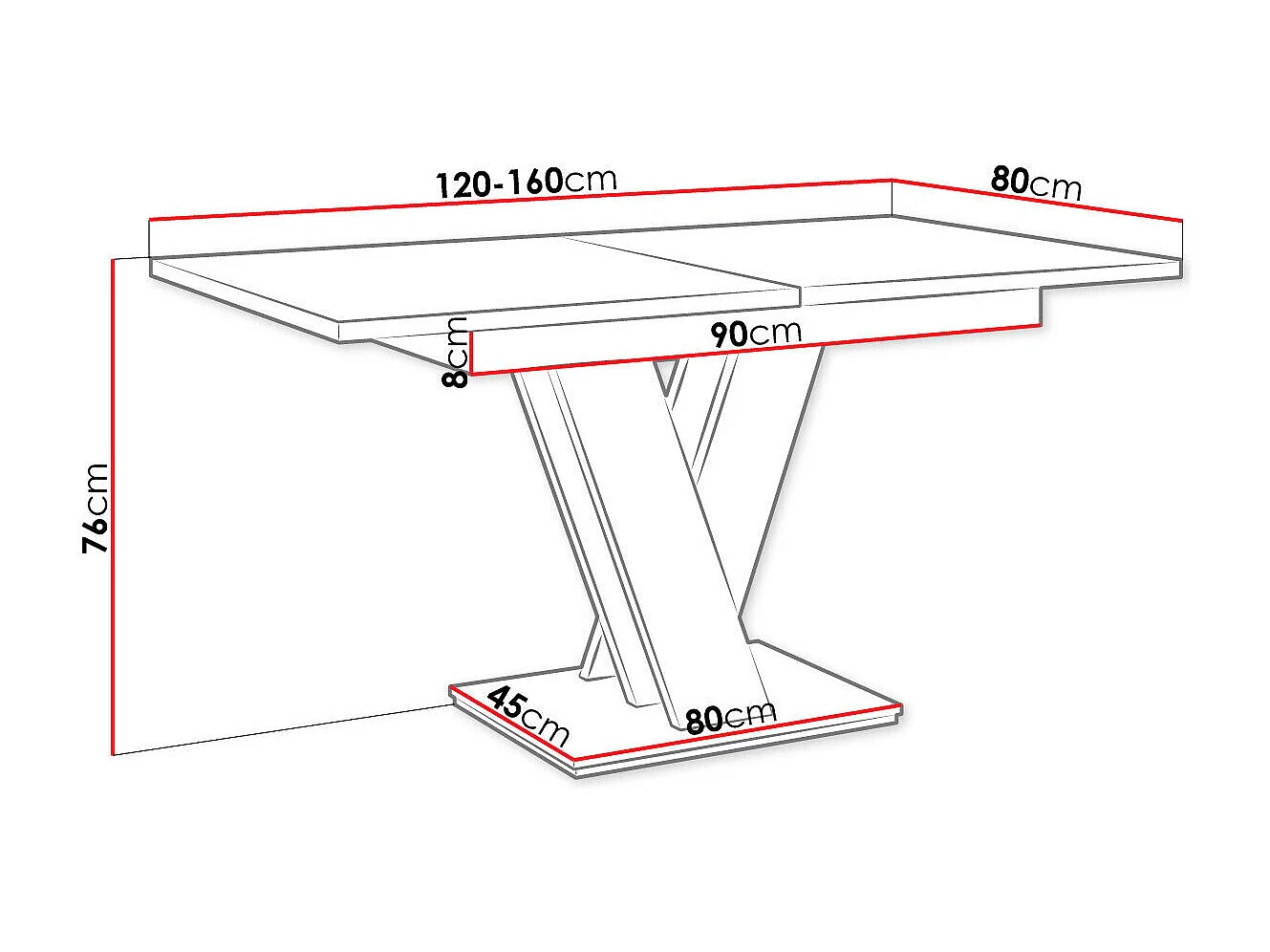 Tavolo Goodyear 104, Sonoma quercia|Bianco lucido, 76x80x120cm, Con, Truciolare laminato