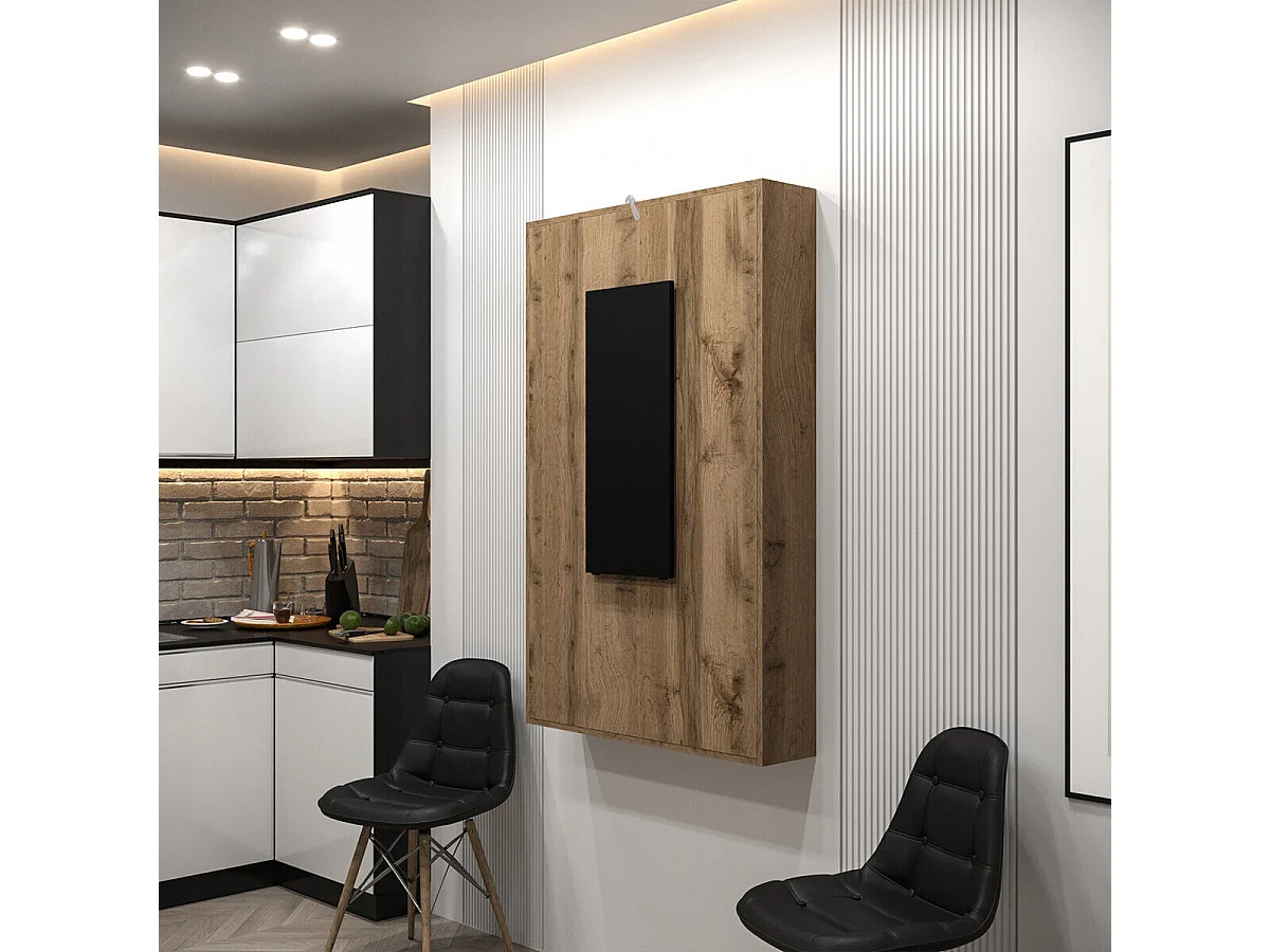 Table Hartford 428, Noir|Wotan chêne, 73x80x130cm, Stratifié