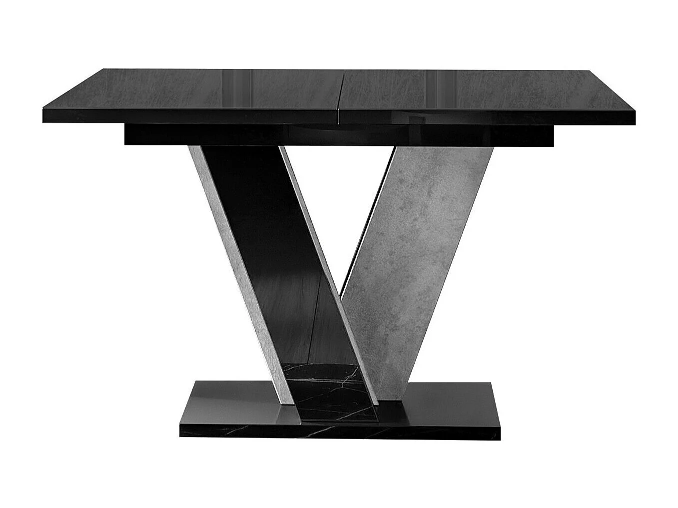 Table Goodyear 125, Béton|Noir brillant, 75x90x120cm, Allongement, Stratifié