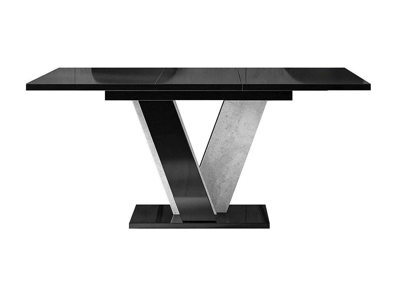Table Goodyear 125, Béton|Noir brillant, 75x90x120cm, Disponible, Stratifié