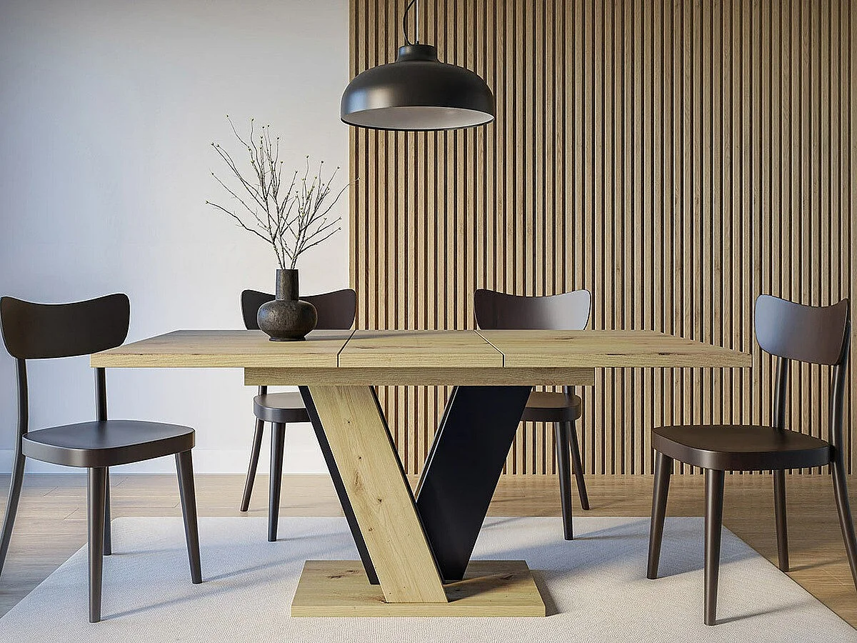 Table Goodyear 125, Noir|Chêne Artisan, 75x90x120cm, Disponible, Stratifié