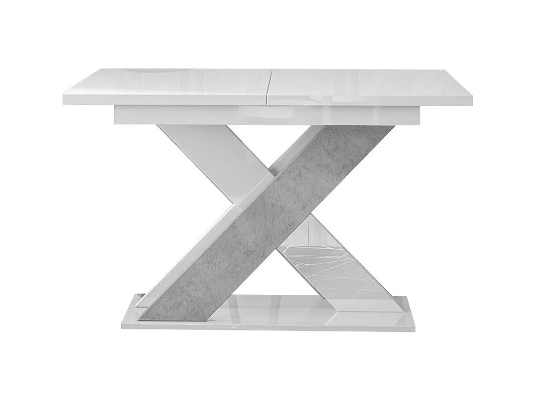 Tavolo Goodyear 117, Calcestruzzo|Bianco lucido, 75x90x120cm, Con, Truciolare laminato