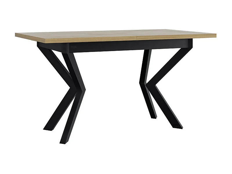 Table Victorville 328, Sonoma chêne|Noir, 79x80x140cm, Allongement, Stratifié, Métal