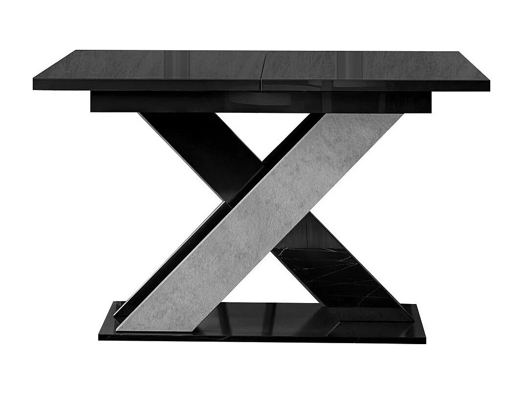 Table Goodyear 117, Béton|Noir brillant, 75x90x120cm, Allongement, Stratifié