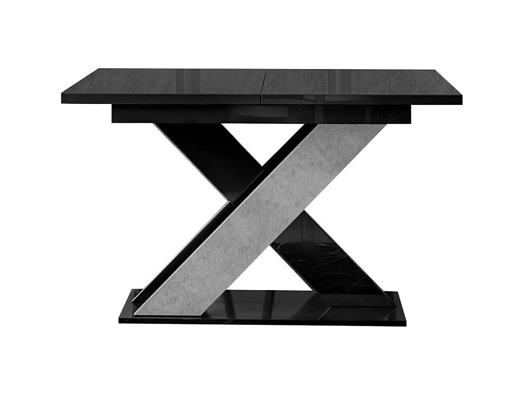 Table Goodyear 117, Béton|Noir brillant, 75x90x120cm, Allongement, Stratifié
