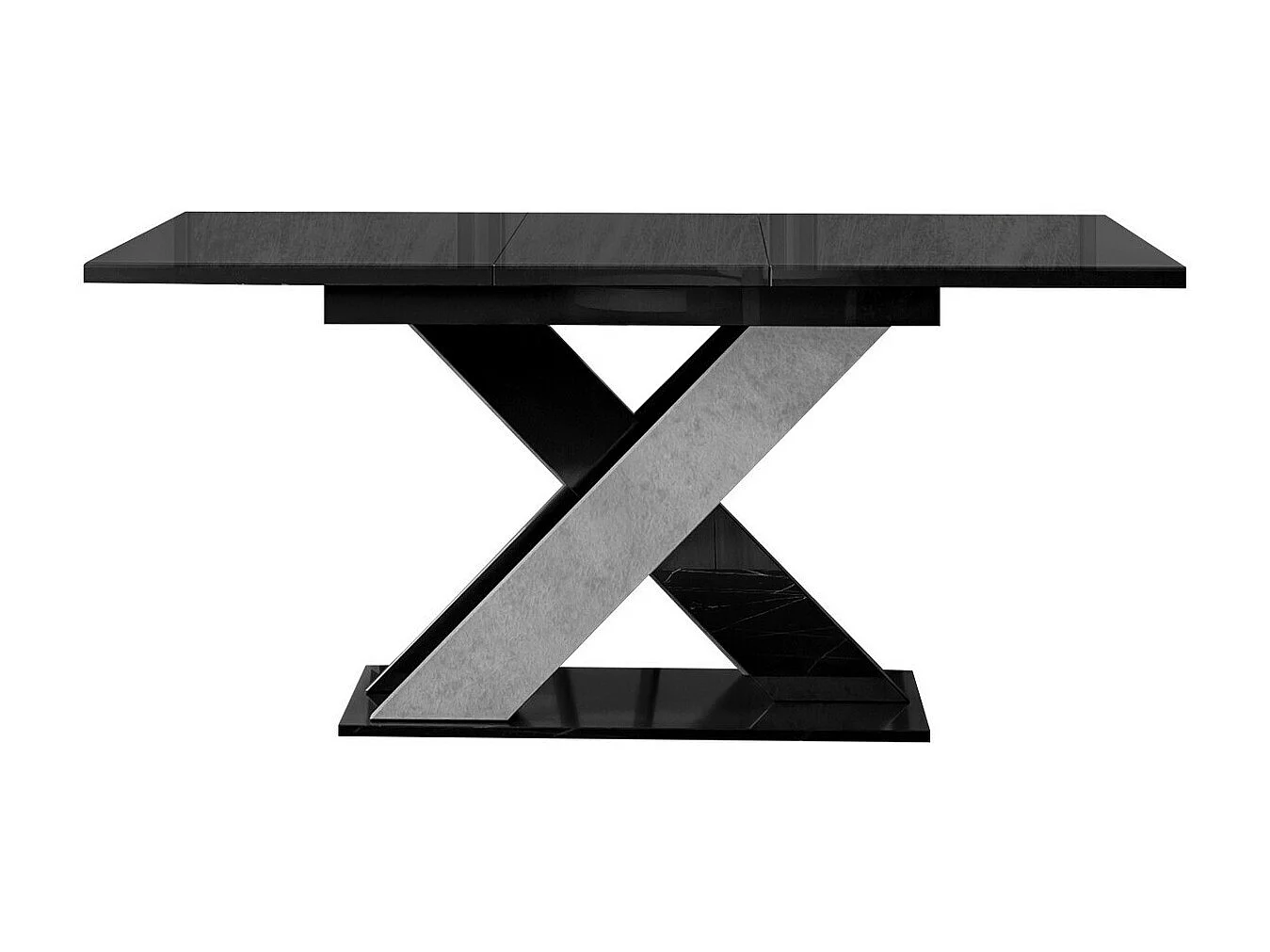 Table Goodyear 117, Noir brillant|Béton, 75x90x120cm, Disponible, Stratifié