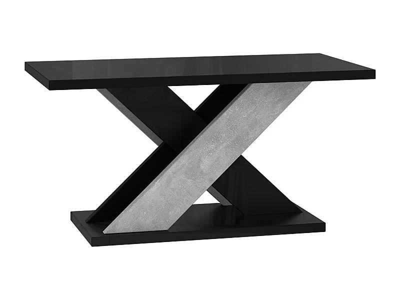 Table Goodyear 117, Noir brillant|Béton, 75x90x120cm, Disponible, Stratifié