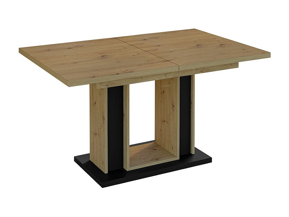 Table Goodyear 124, Chêne Artisan|Noir, 75x90x140cm, Allongement, Stratifié