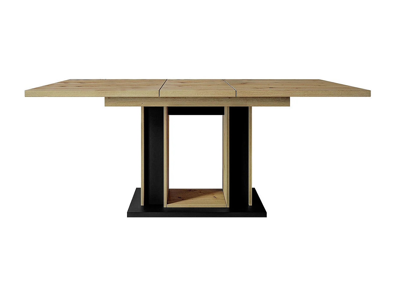Table Goodyear 124, Chêne Artisan|Noir, 75x90x140cm, Allongement, Stratifié