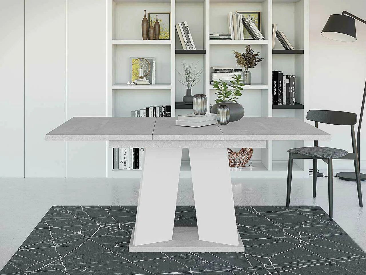 Tavolo Goodyear 107, Grigio|Bianco, 75x90x120cm, Con, Truciolare laminato