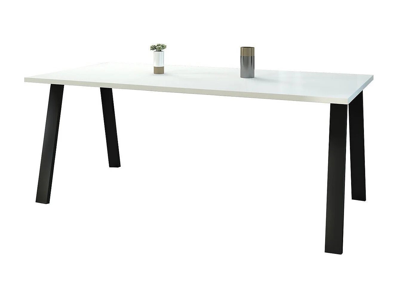 Table Tucson 143, Blanc, 75x90x185cm, Stratifié, Métal