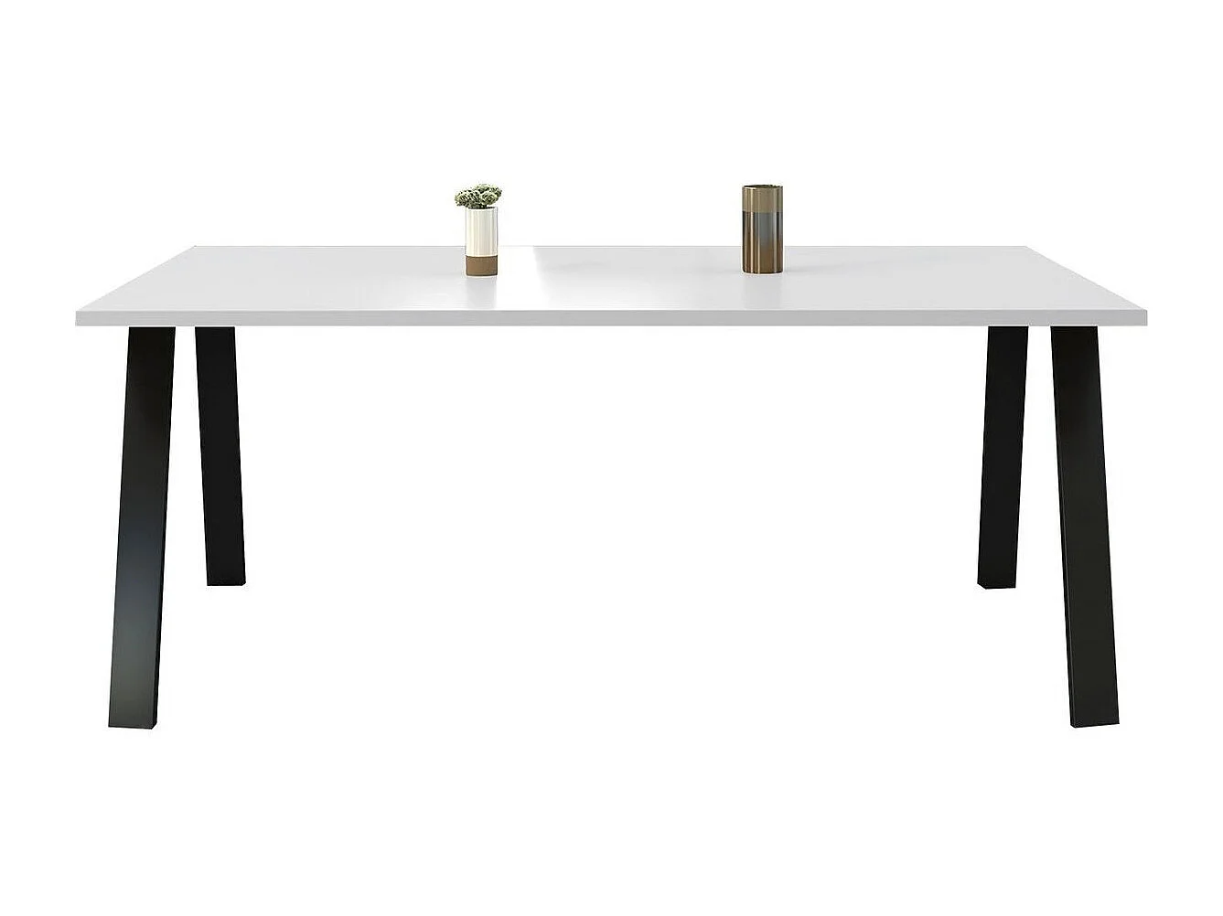 Table Tucson 143, Blanc, 75x90x185cm, Stratifié, Métal
