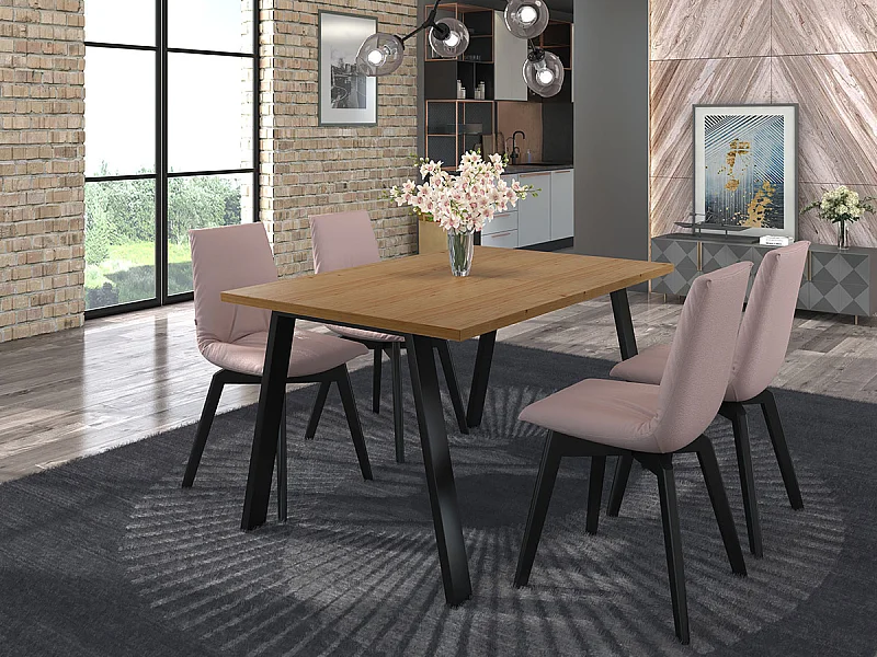 Table Tucson 141, Chêne Artisan, 75x90x138cm, Stratifié, Métal