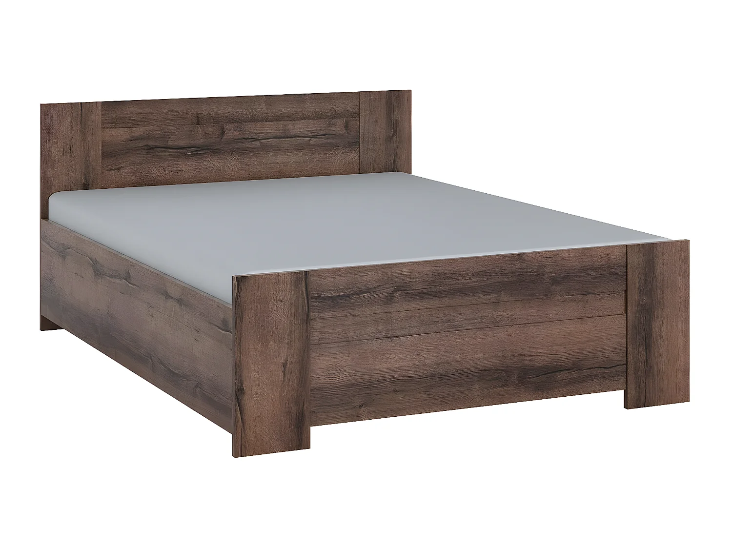 Cama Catromi 101, Doble, Marrón, 160x200, Aglomerado laminado, Somieres, 165x205x90cm
