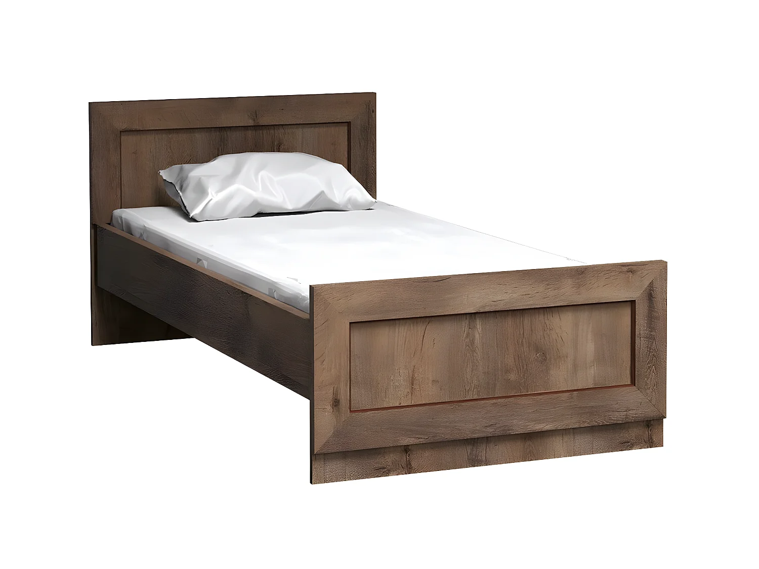 Letto Lircava 116, Singolo, Marrone, 90x200, Truciolare laminato, Con, 100x207x80cm