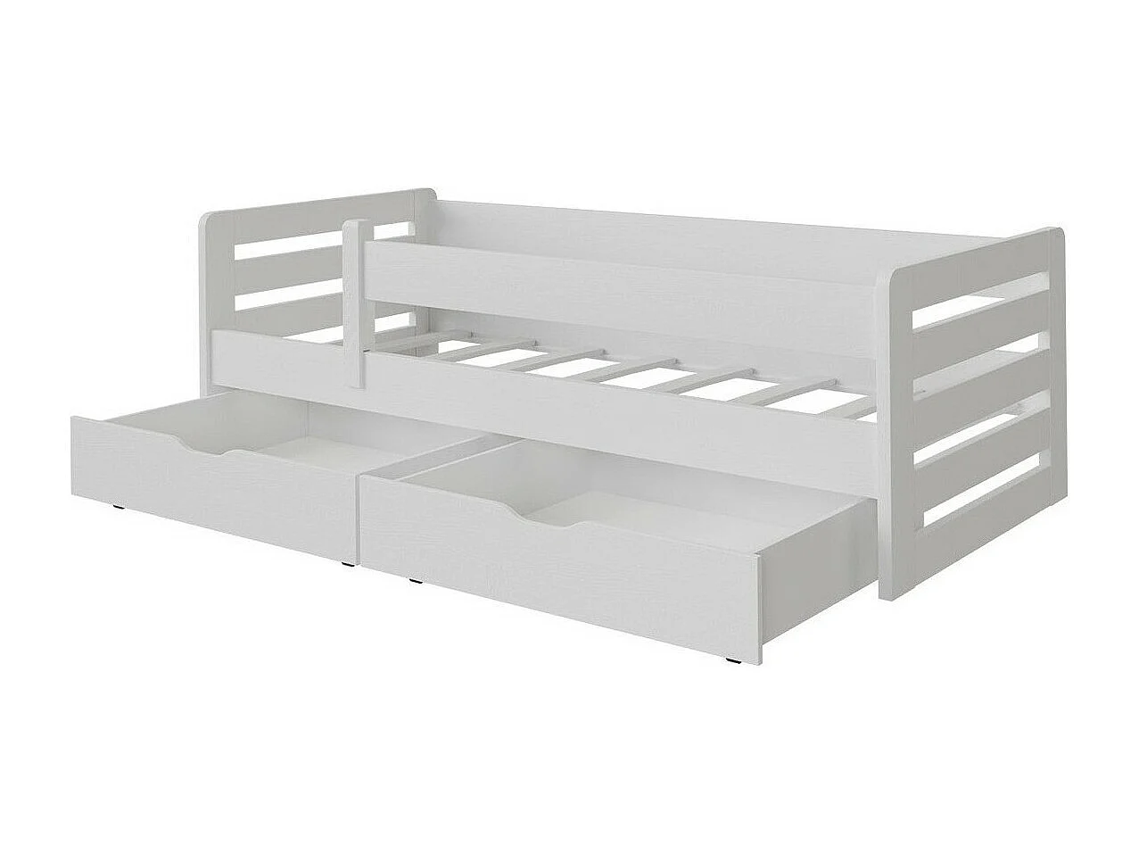 Cama Henderson 136, Individuales, Blanco, 90x200, Madera, Somieres, 97x205x63cm