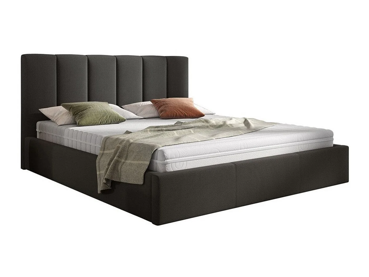 Cama ComfiDream Tirila I, Doble, Gris oscuro, Tapiz, Somieres