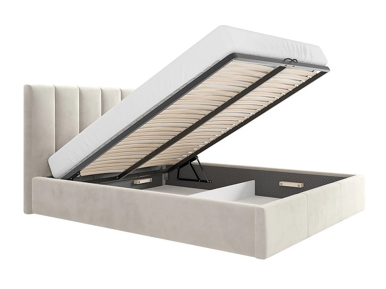Cama ComfiDream Tirila I, Doble, Gris oscuro, Tapiz, Somieres