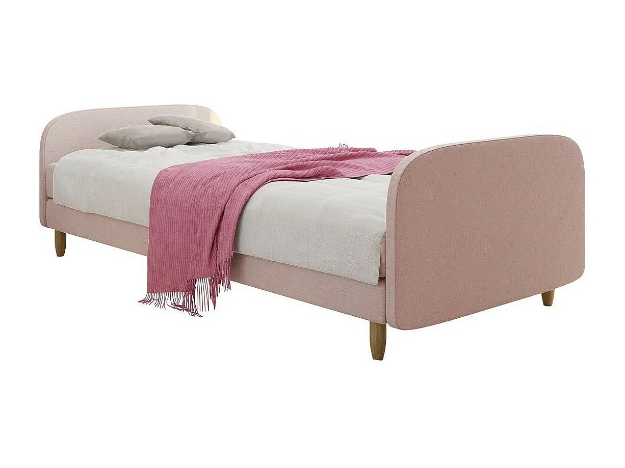 Cama Memphis 125, Individuales, Rosa, 90x200, Tapiz, Somieres, 90x210x63cm
