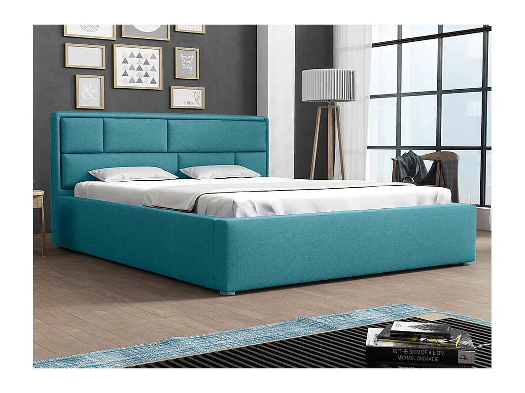 Letto Pomona 104, Doppio, Turchese, 140x200, Arazzo, Con, 160x223x93cm