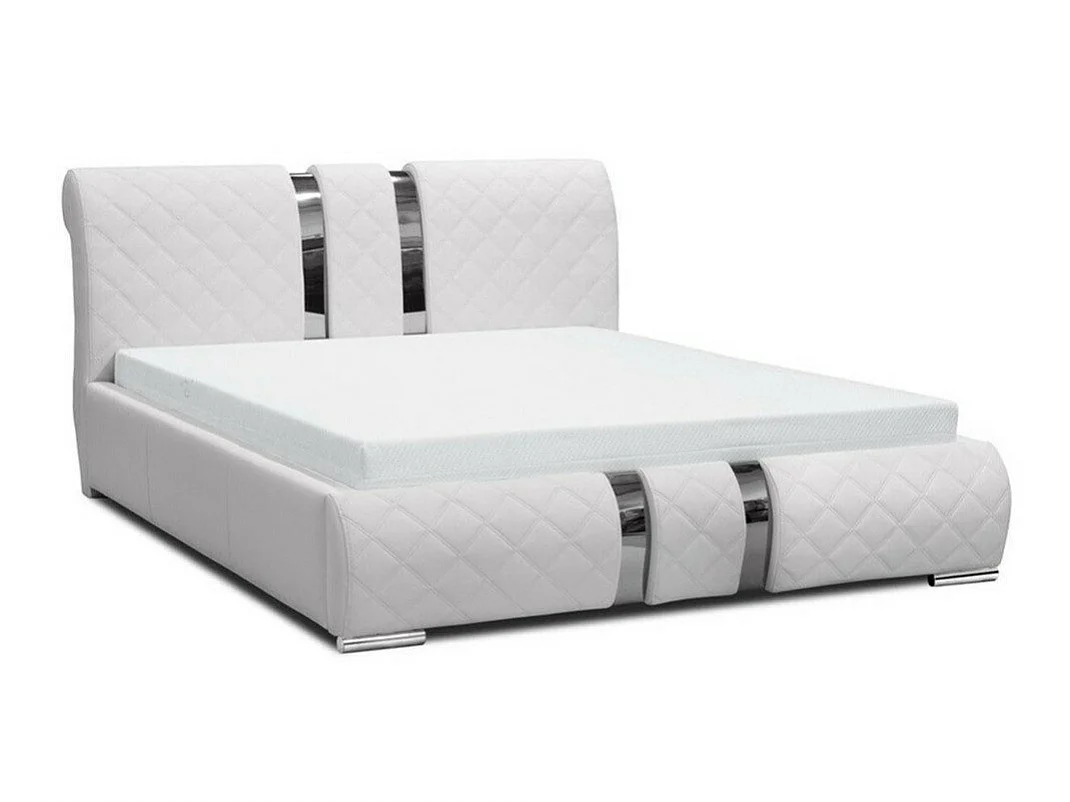 Lit Arsis, Double, Blanc, Faux cuir, Disponible, 18x23x10cm