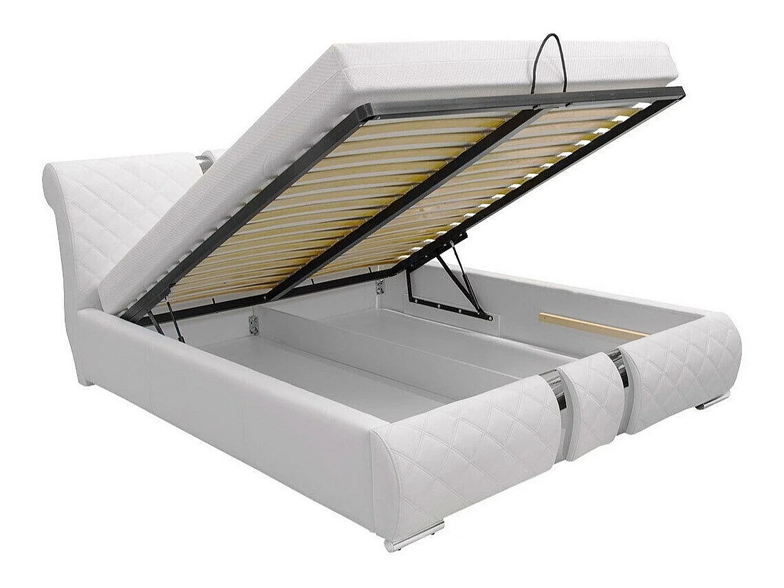 Lit Arsis, Double, Blanc, Faux cuir, Disponible, 18x23x10cm