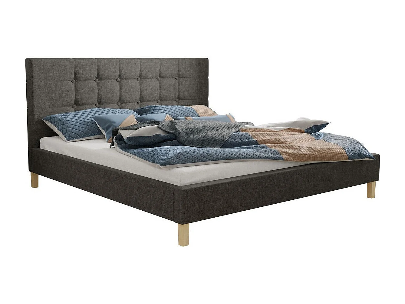 Cama ComfiDream 109, Doble, Gris, 180x200, Tapiz, Somieres, 187x215x100cm