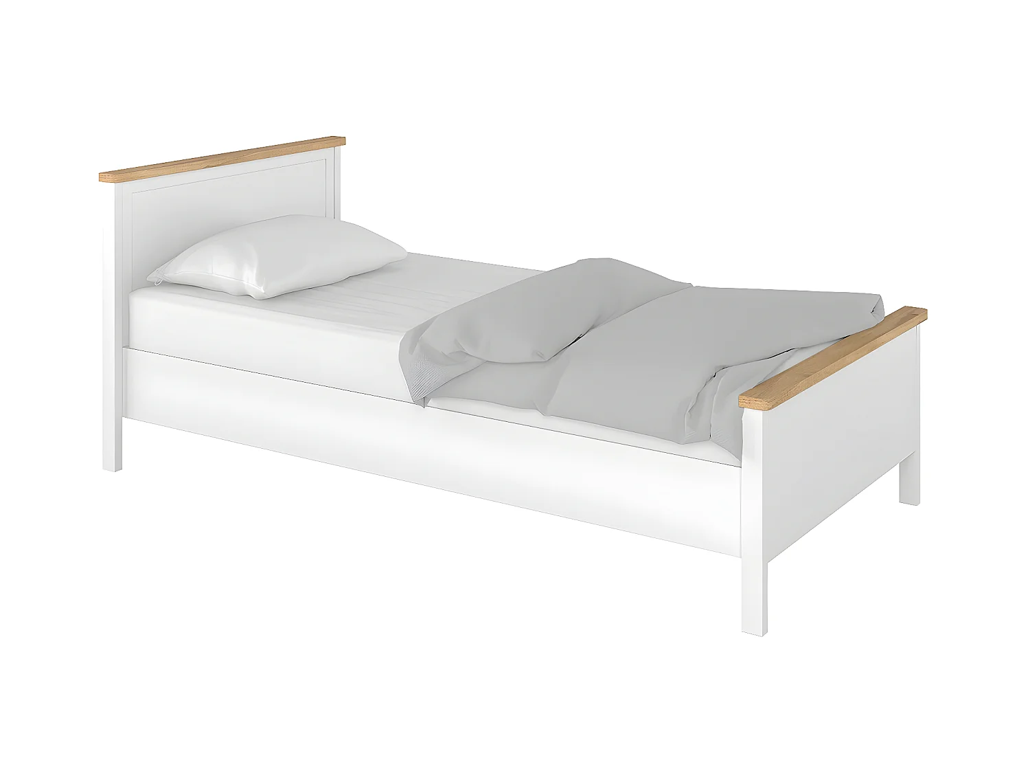 Lit Romelbo 109, Unique, Blanc, 90x200, Stratifié, Sommier à lattes, 105x210x86cm