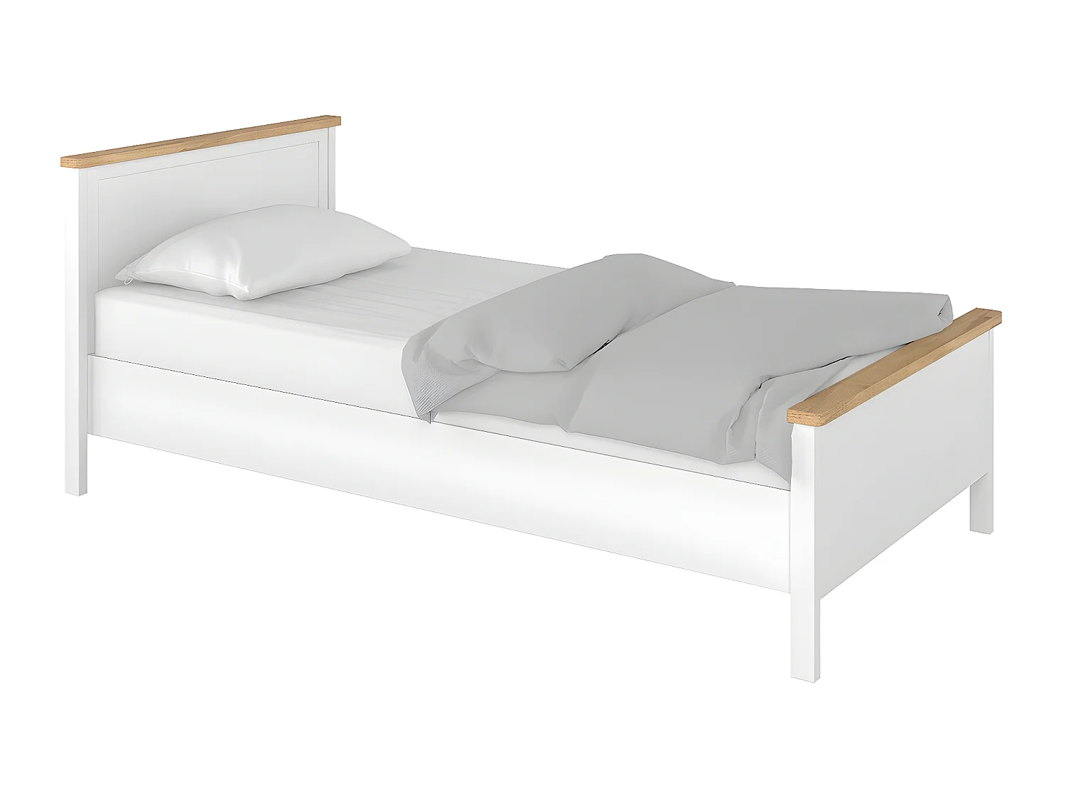 Lit Romelbo 109, Unique, Blanc, 90x200, Stratifié, Disponible, 105x210x86cm
