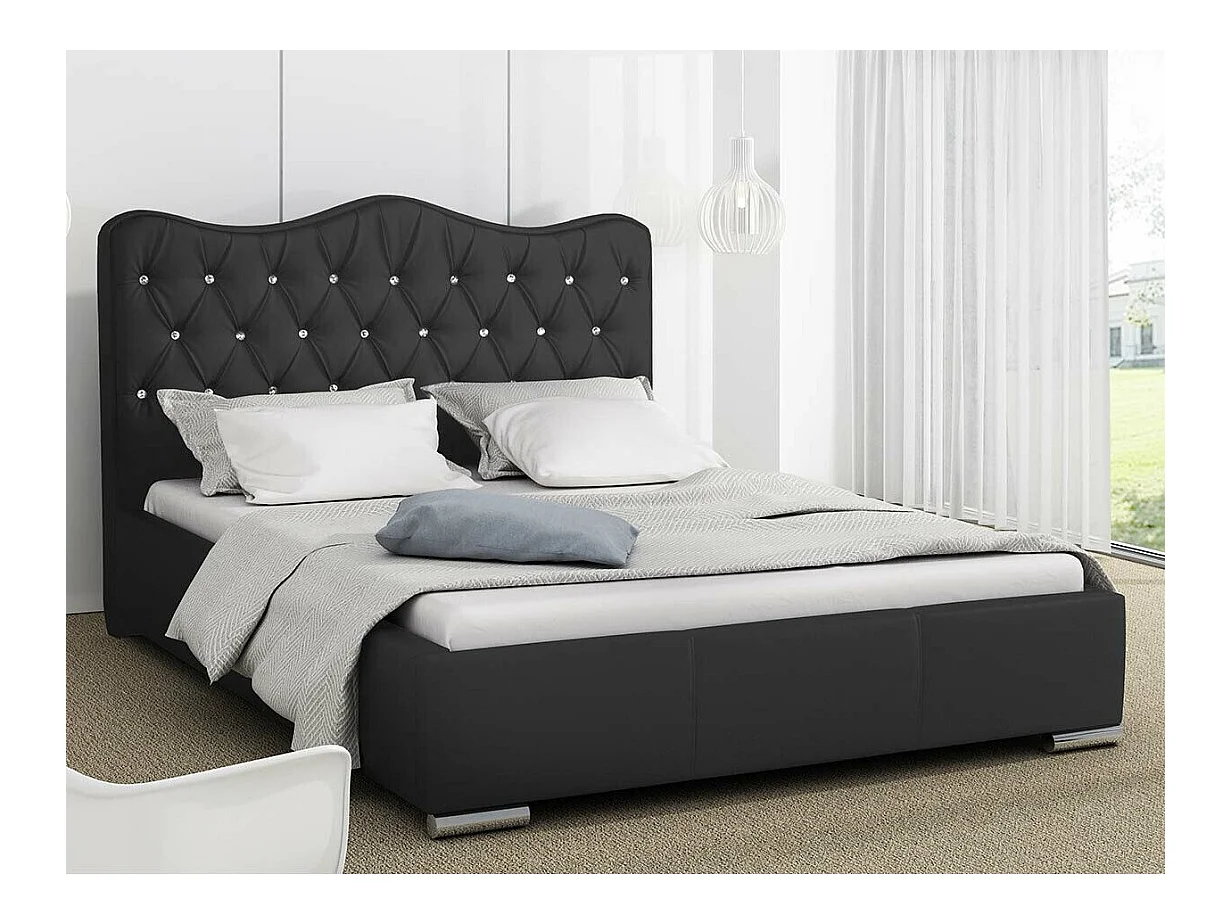 Cama Baltimore 141, Casal, Preto, Tecido, Estrados de cama, 16x22x10cm