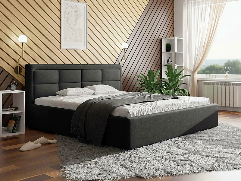 Letto Pomona 103, Doppio, Grigio, 200x200, Arazzo, Con, 220x223x93cm