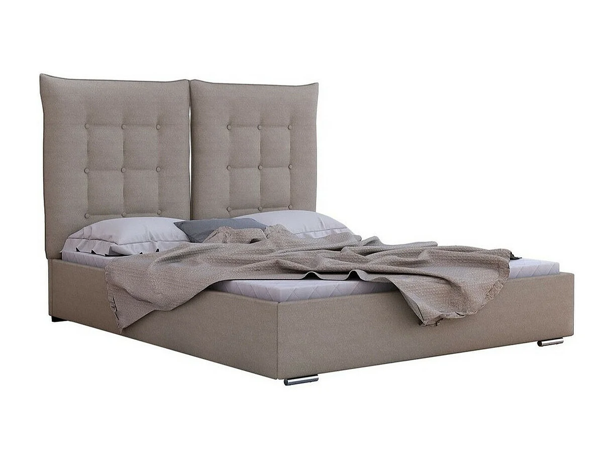 Cama Florence 104, Casal, Castanho claro, Tecido, 20x21x13cm