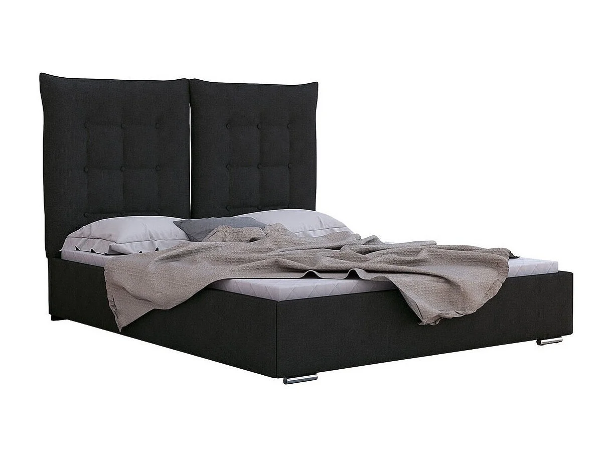 Lit Florence 104, Double, Gris, 180x200, Tapisserie, 195x214x128cm