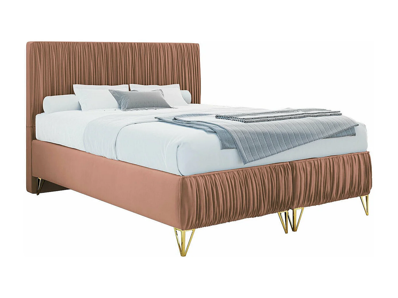 Cama continental Logan 112, Doble, Rosa, 160x200, Tapiz, Somieres, 160x209x120cm