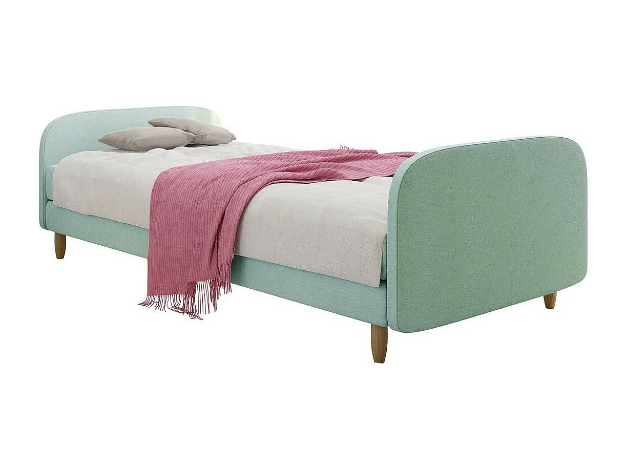Cama Memphis 125, Individuales, Turquesa, 90x200, Tapiz, Somieres, 90x210x63cm