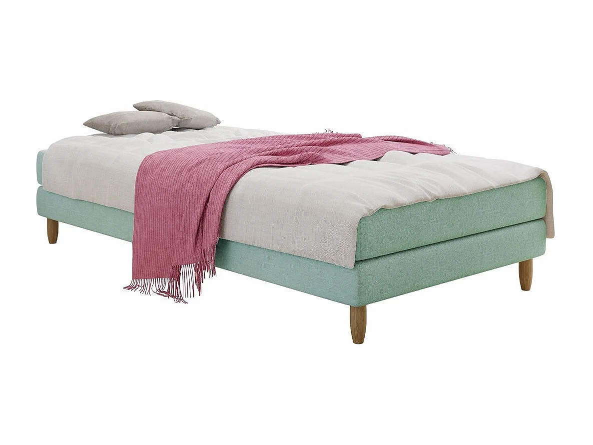 Lit Memphis 126, Unique, Turquoise, 90x200, Tissu, Disponible, 90x200x41cm