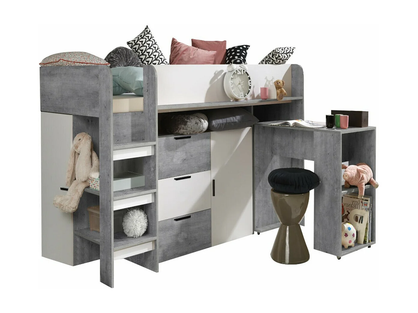 Litera Hartford 363, Individuales, Gris, 90x200, Aglomerado laminado, Somieres, 107x204cm