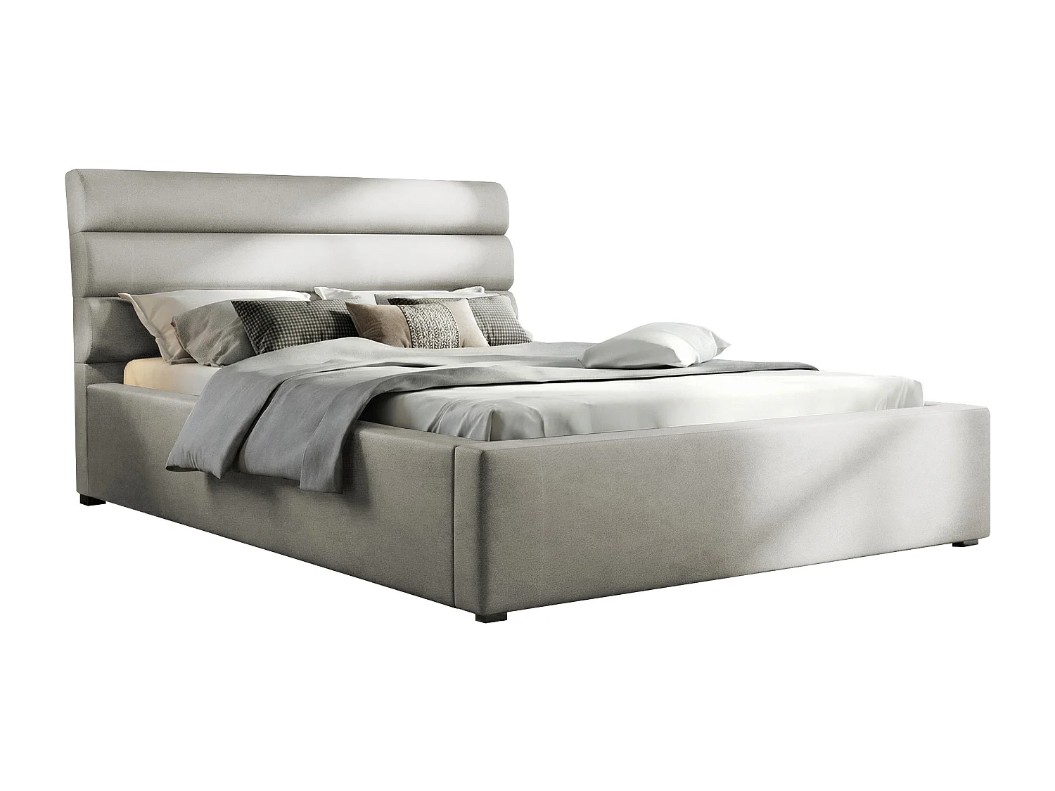 Lit Pomona 110, Unique, Crème, 120x200, Tissu, Disponible, 140x223x100cm