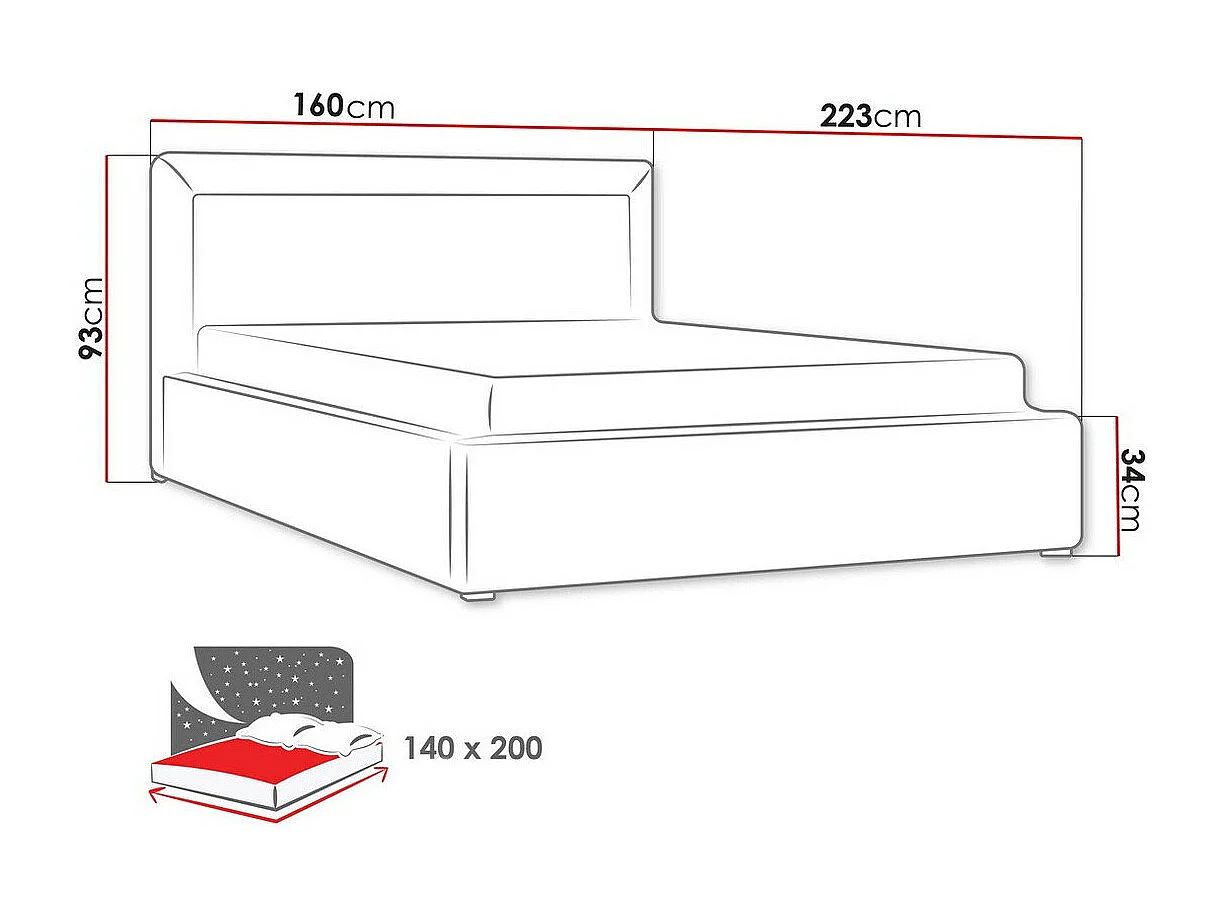 Cama Pomona 101, Doble, Marrón, 140x200, Tapiz, Somieres, 160x223x93cm