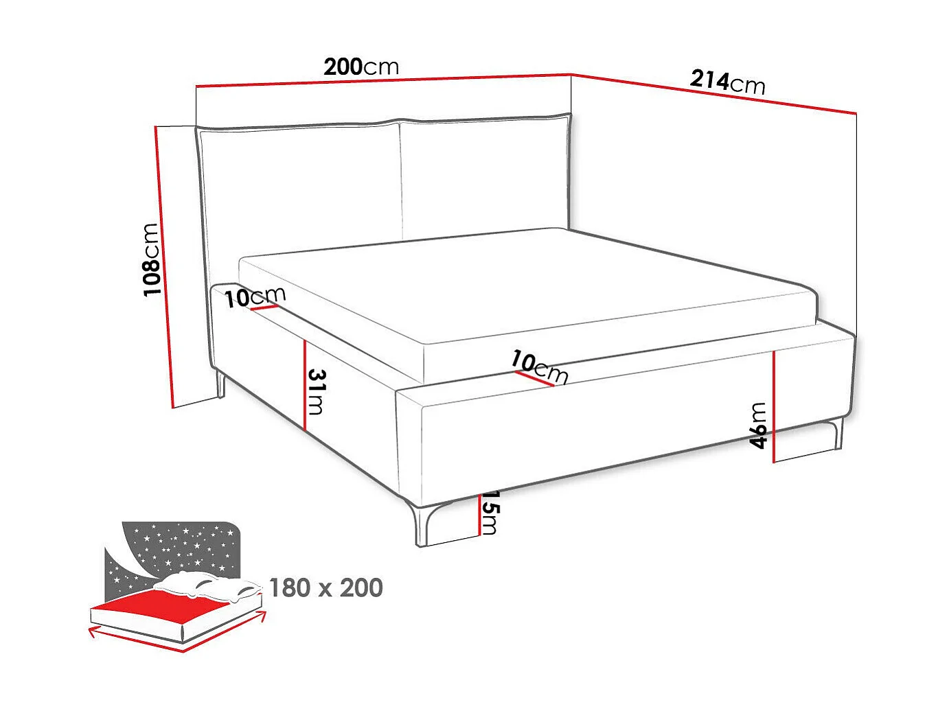 Cama Clovis 113, Doble, Verde, 180x200, Tapiz, Somieres, 200x214x108cm