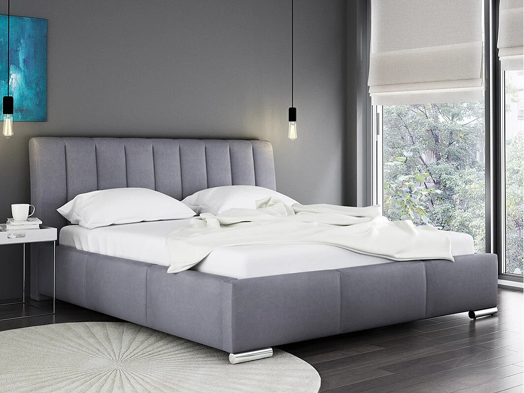 Cama Baltimore 109, Doble, Gris, 180x200, Tapiz, Somieres, 200x227x103cm