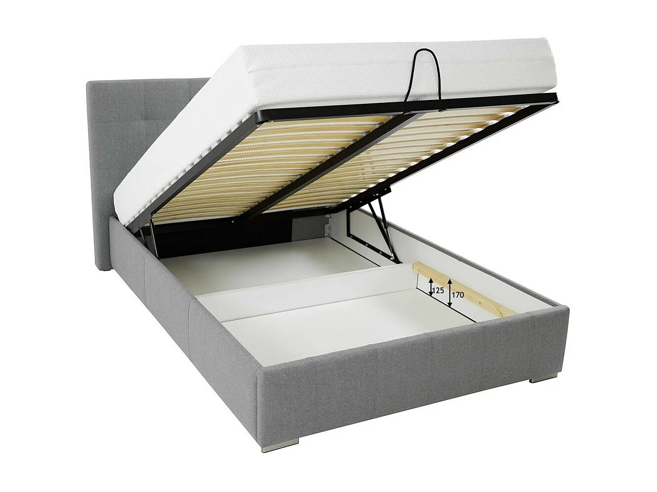 Cama Florence 101, Doble, Negro, 160x200, Cuero ecológico, Somieres, 178x216x105cm